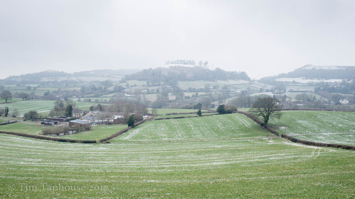Uley Bury and Downham Hill with a dusting of snow