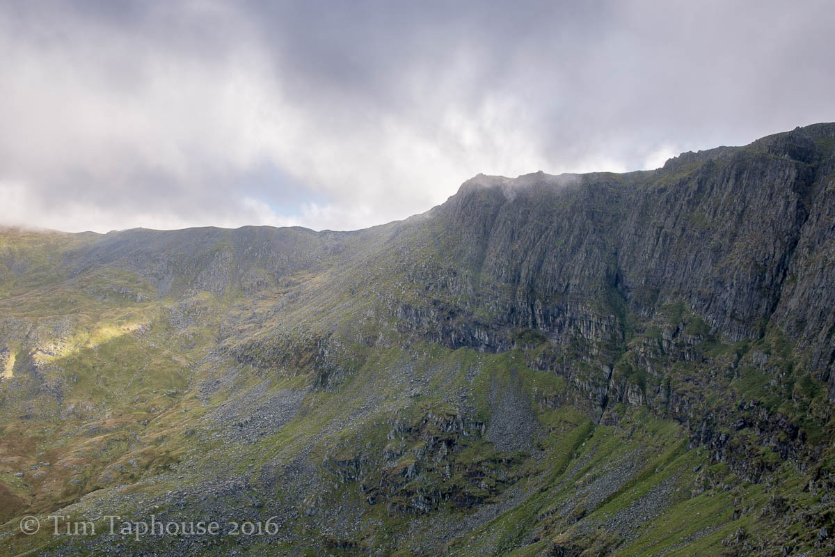 Part way up the Grib Lem scramble, looking over to Ysgolion Duon