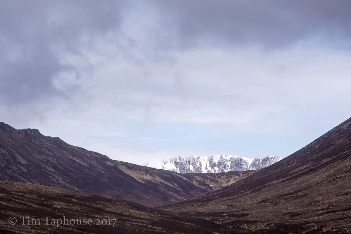 The clouds lifting, revealing Braeriach
