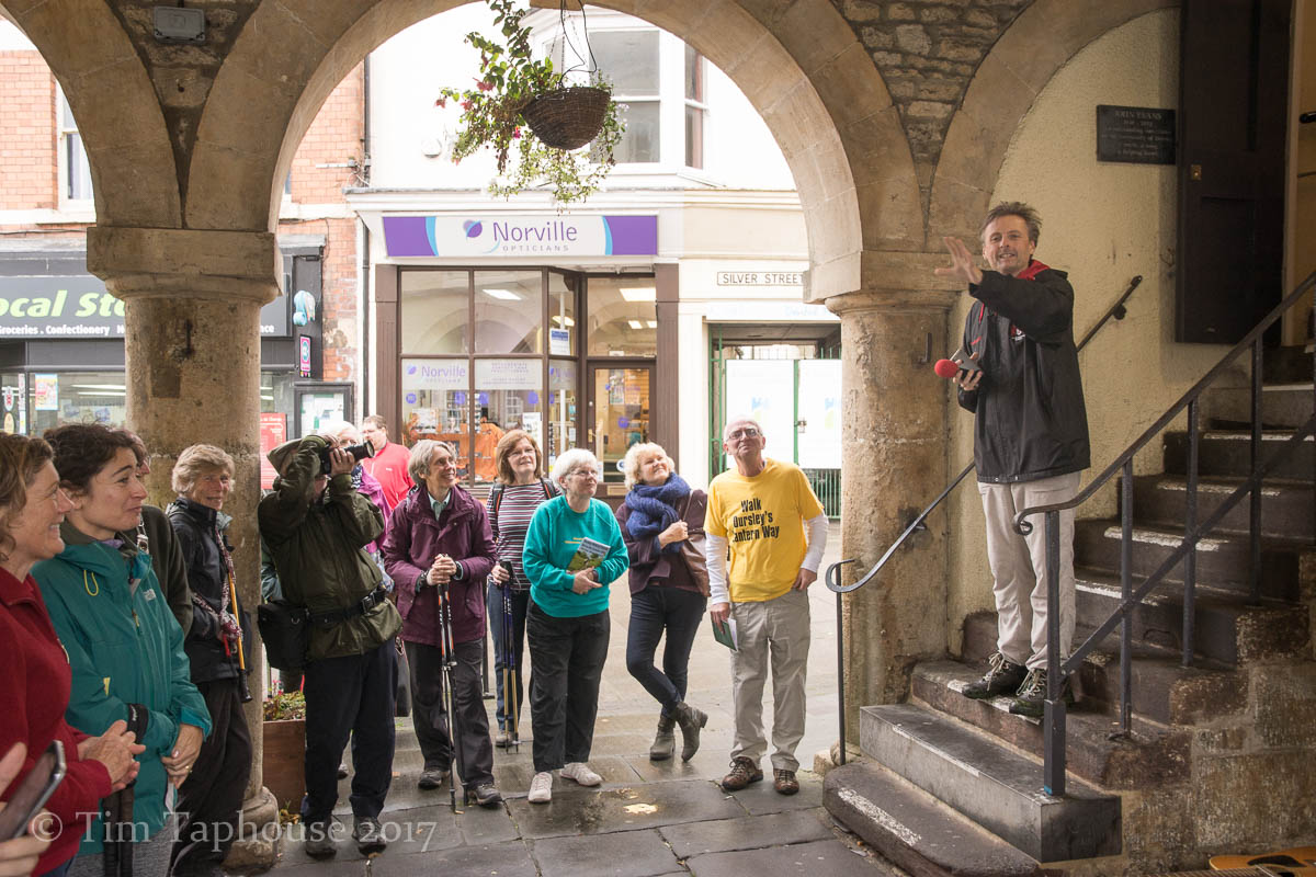 Mark Cummings entertains the crowd at the celebration of Dursley Walking Festival
